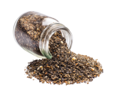 Spilled seasoning jar on a clean surface for cooking use png