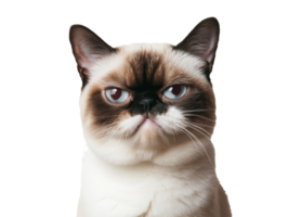 Unique expression of a cat with striking features and vibrant eyes png
