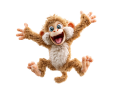 Happy monkey character jumping with joy for playful design png