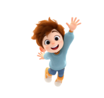 Boy jumping with joy in a playful animated style png