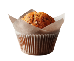 Nut-topped muffin in paper liner for display png