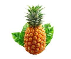 Fresh pineapple with green leaves for culinary and decorating purposes png