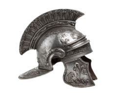 Intricate design of an ancient Roman helmet png