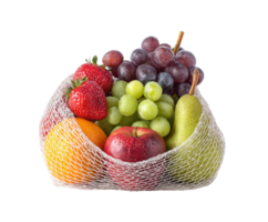Fresh fruit assortment in a mesh bag for healthy snacks and meals png