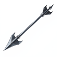Dark fantasy axe with intricate details and sharp blades on transparent background png
