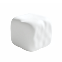 White irregularly shaped cube with smooth surface on transparent background png