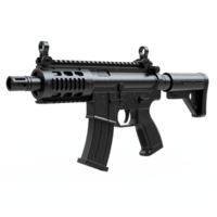 Black Modern Assault Rifle with Clipping Path for Military and Tactical Use png