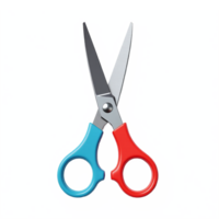 Colorful Scissors with Blue and Red Handles and Sharp Blades Isolated on Transparent Background png