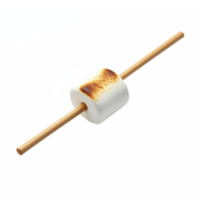 Marshmallow on a Wooden Skewer with Toasted Surface Isolated on Transparent Background png