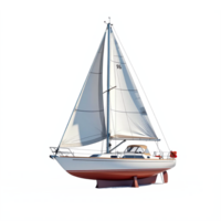 Sailboat with White Sails and Cabin on Clear Transparent Background for Maritime and Nautical Themes png