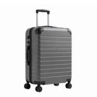 Silvery Hard Shell Airport Carry-On Suitcase with Rolling Wheels and Telescopic Handle No Background png