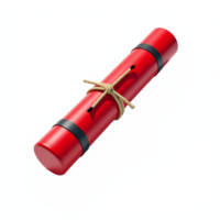 Red Detonation Smoke Bomb with Rope Tie No Background Transparent Clipping Path png