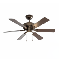 Modern Ceiling Fan with Multiple Blades and Integrated Light Fixture on Transparent Background png