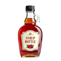 of a Syrup Bottle with Raspberry Label and Transparent Background png