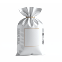 Silver Packaging Bag with Empty Label for Product or Branding Clipping Path No Background png