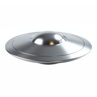 Metallic UFO shaped object with smooth surface and convex dome on a transparent background png