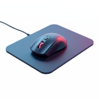Wireless Gaming Mouse with Adjustable DPI and RGB Lighting on Mouse Pad with Transparent Background png