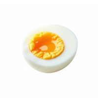 Hard Boiled Egg Half with Smooth White Shell and Bright Yellow Yolk Transparent Background png
