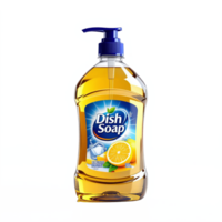 Dish Soap Bottle with Lemon Scent Clear Plastic Container No Background Clipping Path png