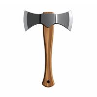 Double-Headed Axe with Wooden Handle and Metal Blades on Transparent Background png