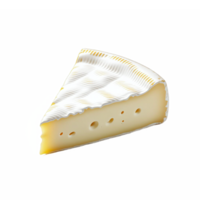 Illustration of a Slice of Cheese with White Rind and Holes on Transparent Background png