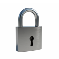 Metal Lock with Shiny Silver Shackle and Keyhole on Rectangular Body Transparent Background png