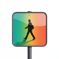 Silhouette of a Person Walking with a Briefcase on Colorful Gradient Sign with Clipping Path png