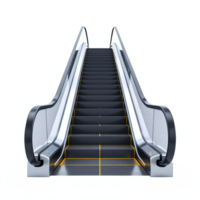 Modern Escalator with Transparent Handrails and Black Tread on no background png