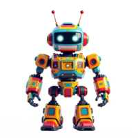 Colorful Friendly Robot Character with Antennas and Bright Design Fully Clipping Path png