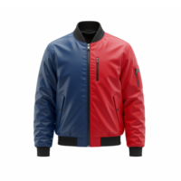 Color Block Satin Bomber Jacket with Zipper Pockets and No Background png