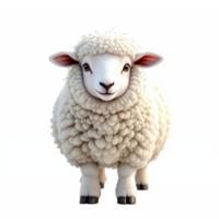 Cute 3D Sheep with Fluffy Wool and Friendly Expression on Transparent Background png