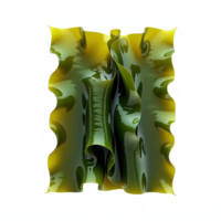 Detailed green and yellow tropical leaf with glossy texture on transparent background png