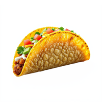 Delicious Mexican Taco with Crispy Shell Filled with Ground Meat Vegetables and Sauces on Transparent Background png
