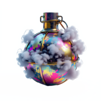 Colorful World Globe with Cloud Effects No Background Transparent Clipping Path png