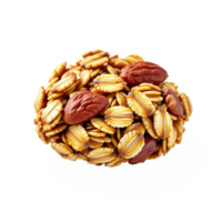 Mixed nut cluster isolated on transparent background with peanuts and dates png