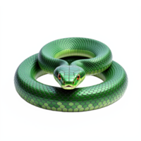 Green Snake Illustration with Transparent Background featuring Scaly Texture and Curved Body png