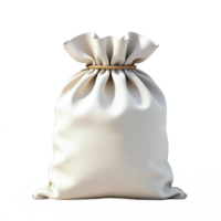 White Fabric Gift Bag with Drawstring Closure and Clipping Path No Background png