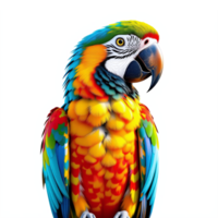 Vivid Colorful Macaw Parrot with Detailed Feathers and Sharp Beak on Transparent Background png
