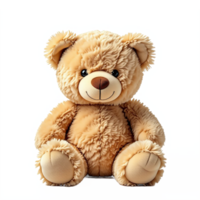 Cute Plush Teddy Bear with Brown Nose and Black Eyes on No Background Clipping Path png