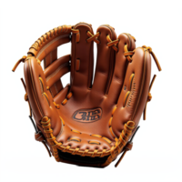 High-quality brown leather baseball glove with adjustable wrist strap and finger stalls clear transparent background png
