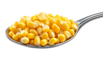 Spoonful of Cooked Corn Kernel Isolated on White Background Healthy Diet Concept png
