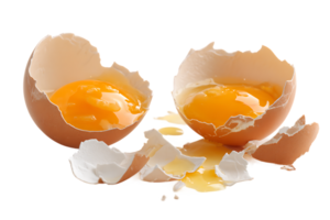 Fresh Broken Egg Halves Isolated On Transparent Background With Running Yolk png