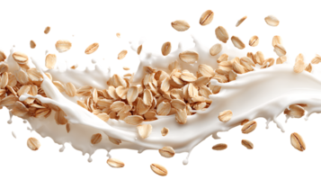 Oats Splashing in Milk Transparent Background Isolated Healthy and Nutritious Cereal png