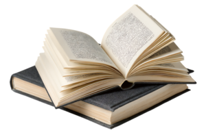 An Open Book Layered on a Closed Book with a Transparent Background png