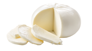 Fresh Mozzarella Cheese Ball with Slices on Transparent Background Isolated png