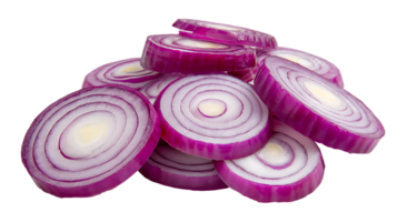 A Stack of Sliced Red Onions Isolated with Transparent Background Format png