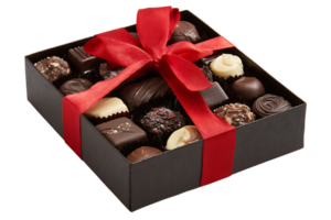 Chocolates Box With Red Ribbon On Transparent Background For Creative Projects png