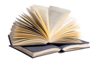 Open Books with Paper Pages Isolated on a Clean White Background Design Template png