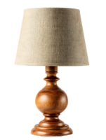 Elegant Wooden Table Lamp with Textured Shade Transparent Background Isolated png