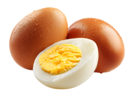 Three Hard Boiled Eggs on Isolated Black Background and High Quality Image png